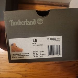 Timberland Premium 6in Waterproof Boot, Size 1.5, & Wheat Nubuck in Color